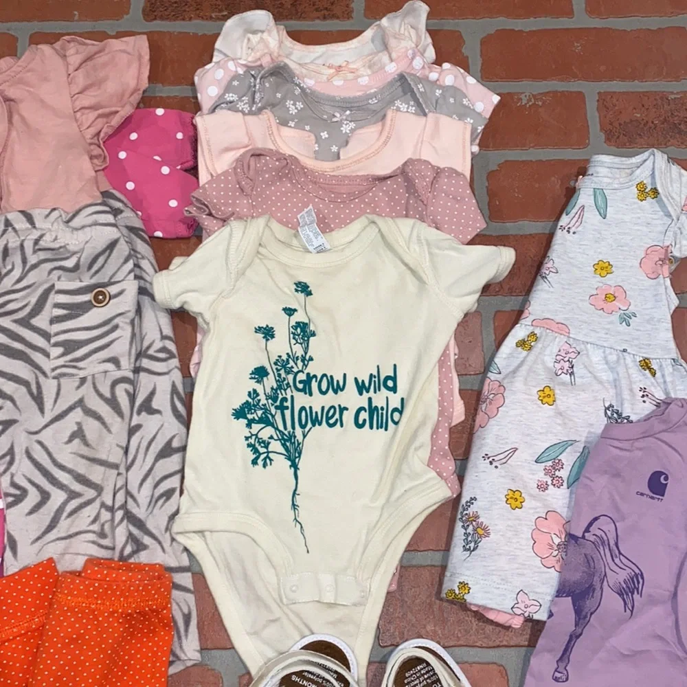 Babygirl 6m spring/summer footie & onesie bundle!!